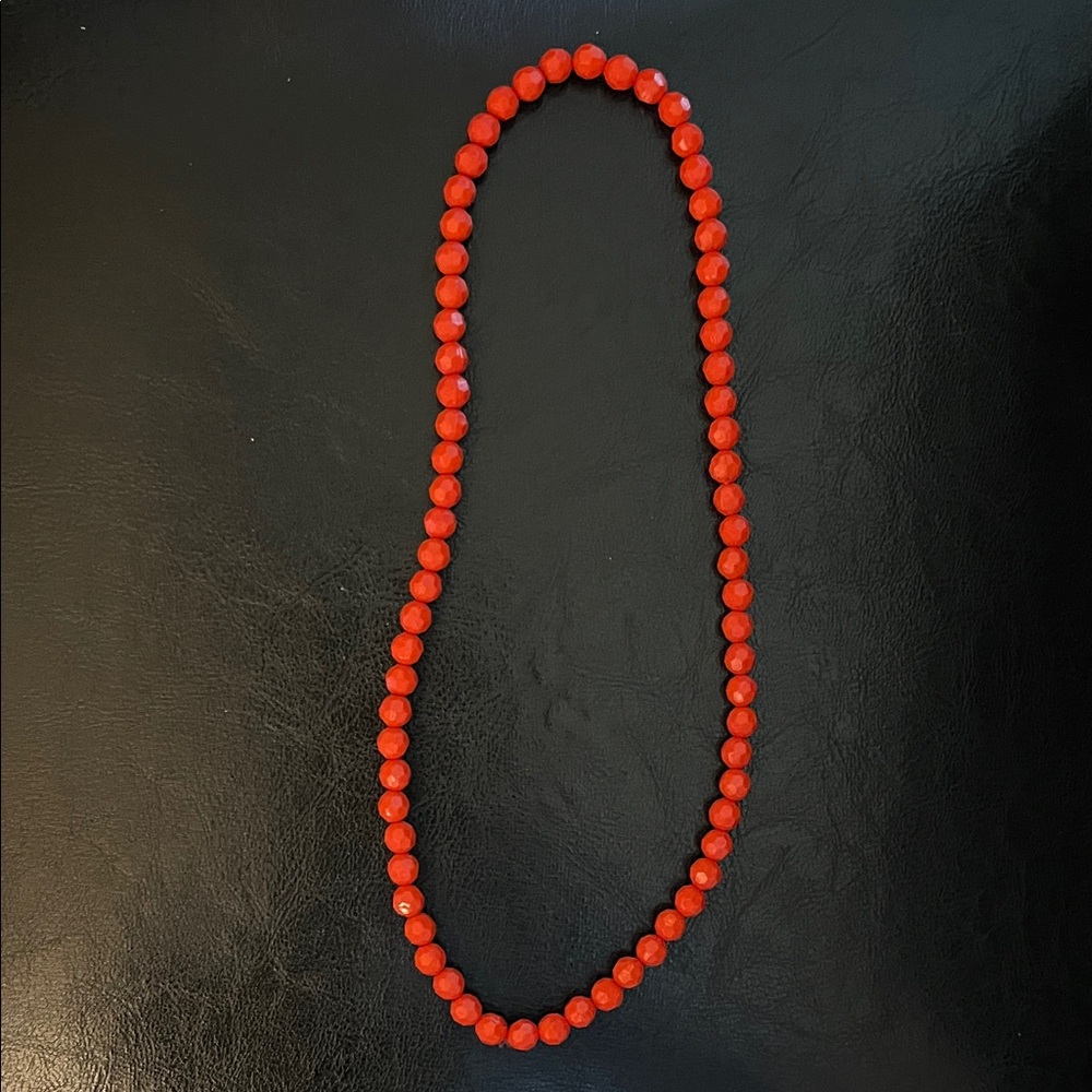 Bright red Faceted Bead Necklace